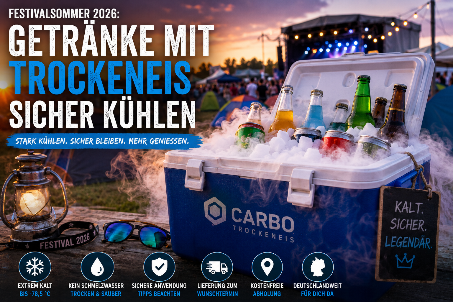 Festivalsommer 2026: Getränke mit Trockeneis sicher kühlen - CARBO - Trockeneis-Prime