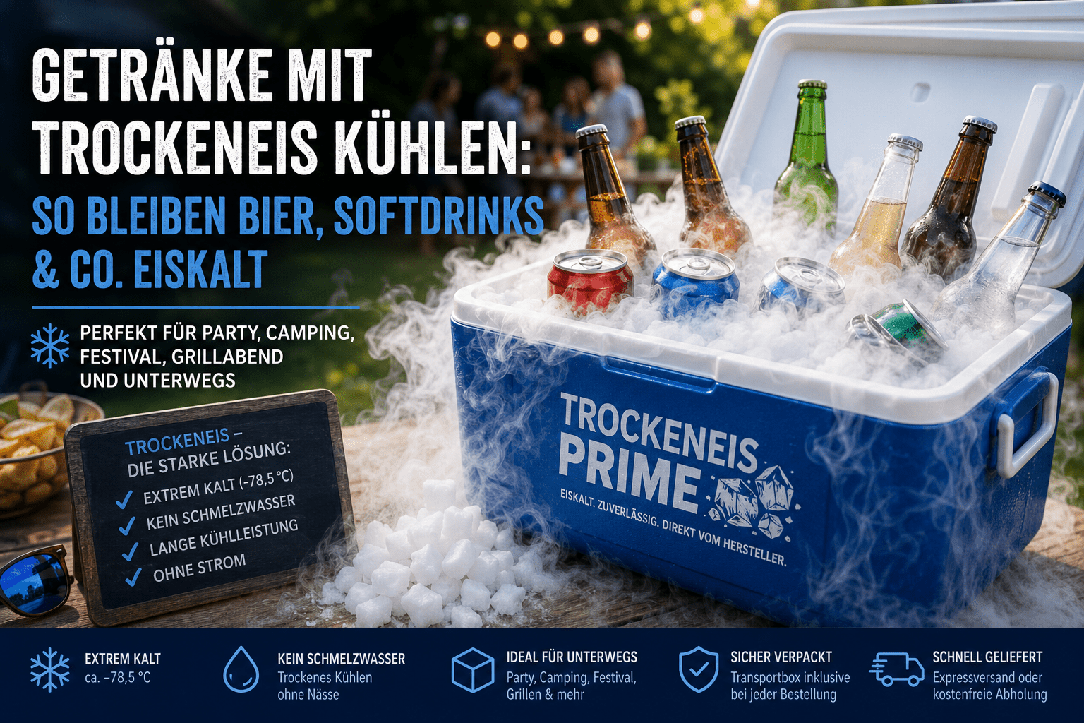 Getränke mit Trockeneis kühlen: Die perfekte Lösung für Party, Camping & Festival - CARBO - Trockeneis-Prime