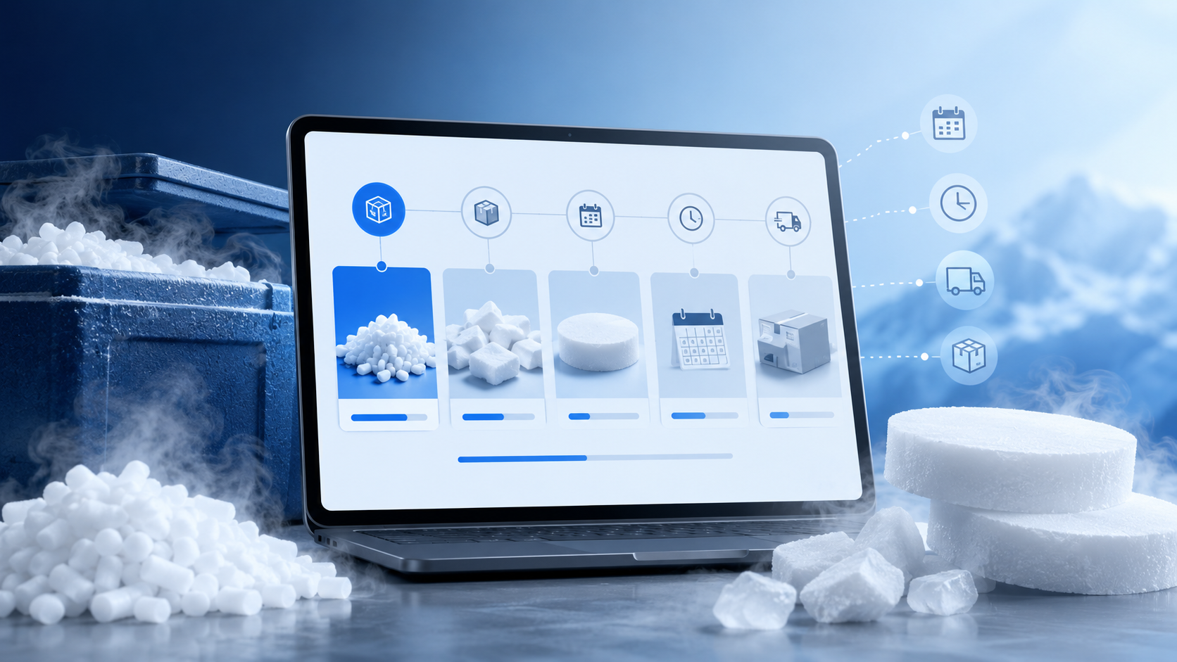 Trockeneis-Bestellpilot V3 für Menge, Produktform und Liefertermin