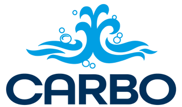 Logo mit dem Schriftzug CARBO unter einem stilisierten Springbrunnen