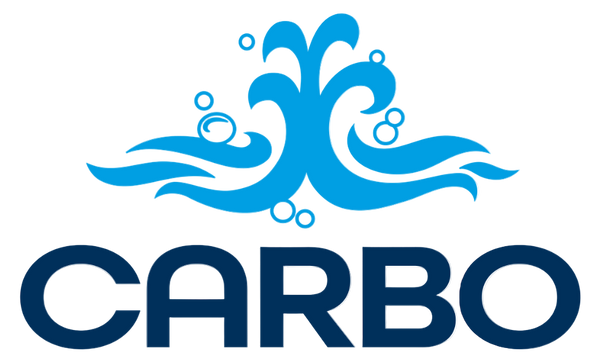 Logo mit dem Schriftzug CARBO unter einem stilisierten Springbrunnen